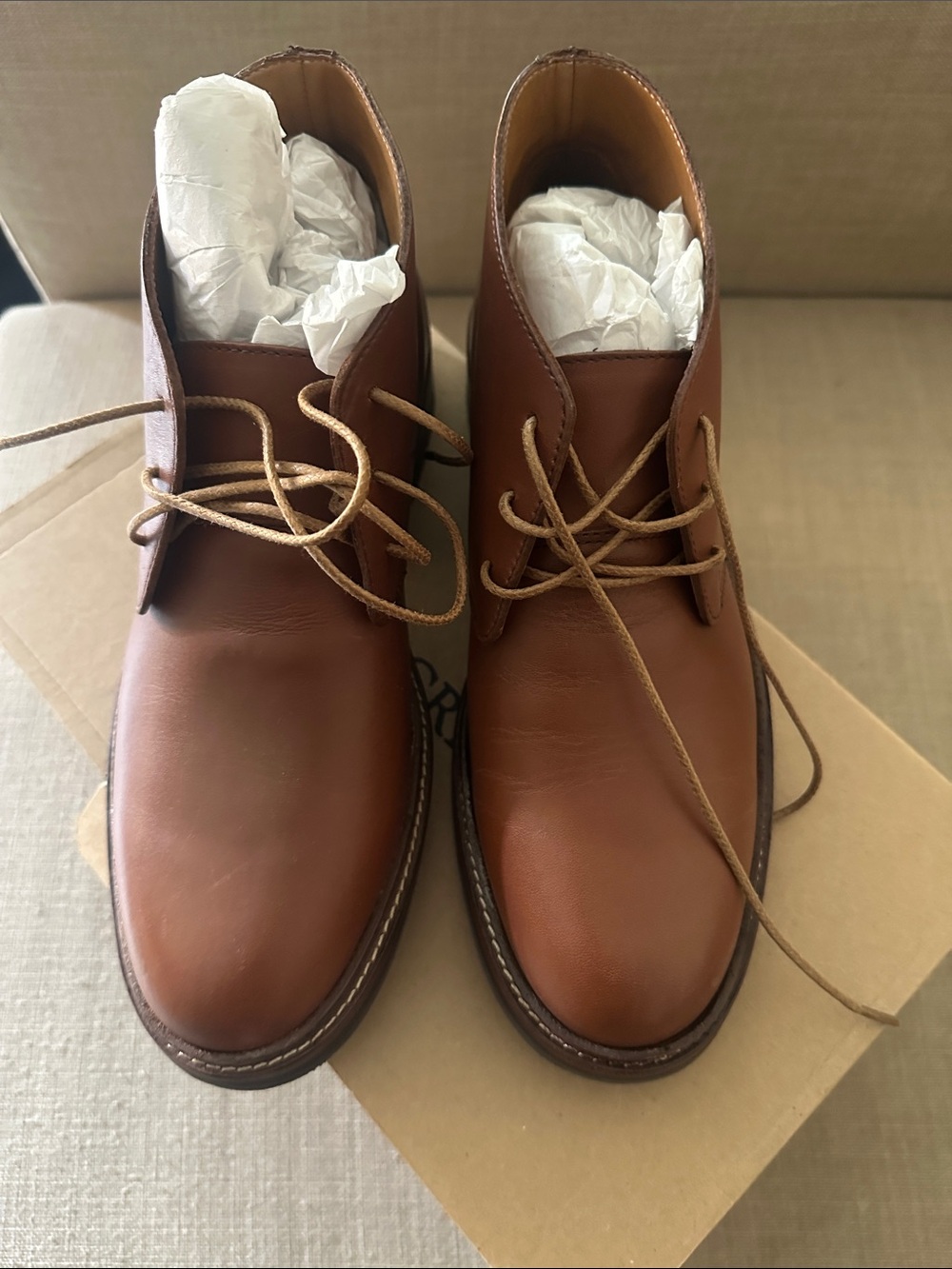 J. Crew Factory Men's Leather Boots in Chestnut Brown